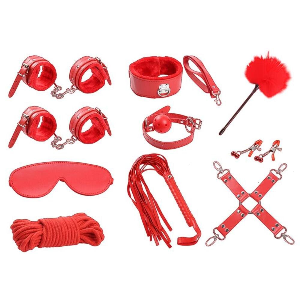Kit bondage completo con esposas, látigo y accesorios para parejas
