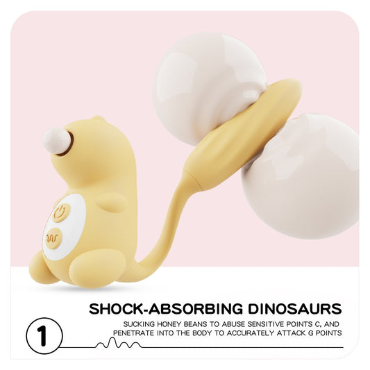 Vibrador succionador doble estimulación punto G y clítoris tipo dinosaurio recargable