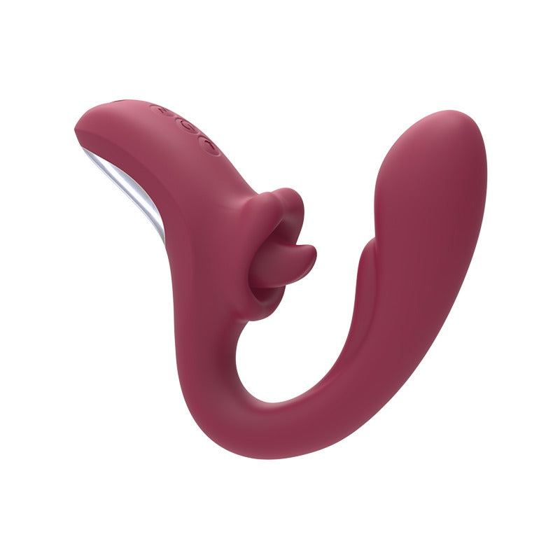 Vibrador doble estimulación con lengua rotativa para clítoris y punto G recargable USB 12 modos-La Lengüita Traviesa 💦👅