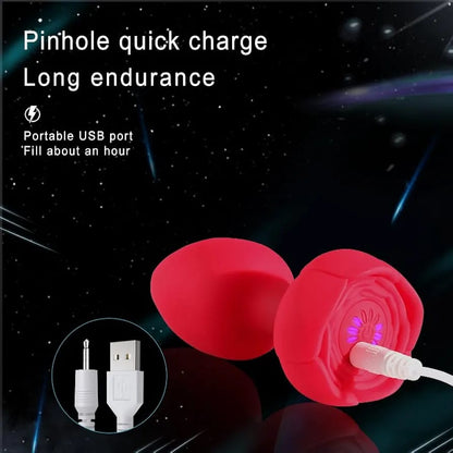 Vibrador anal tipo rosa con control inalámbrico – recargable y resistente al agua