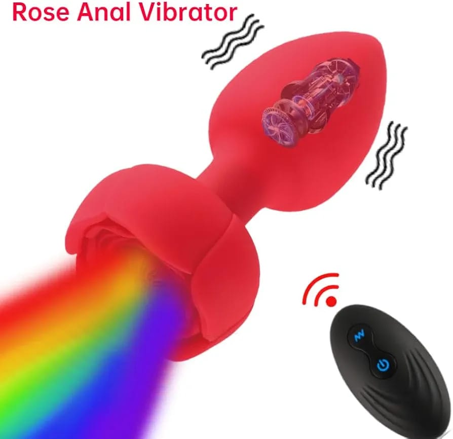 Vibrador anal tipo rosa con control inalámbrico – recargable y resistente al agua
