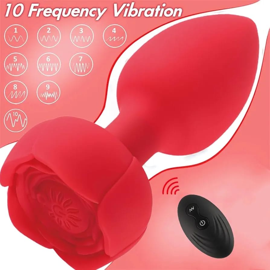 Vibrador anal tipo rosa con control inalámbrico – recargable y resistente al agua