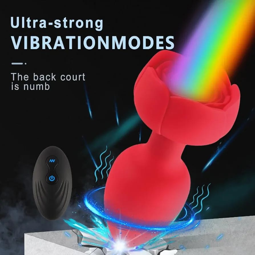 Vibrador anal tipo rosa con control inalámbrico – recargable y resistente al agua