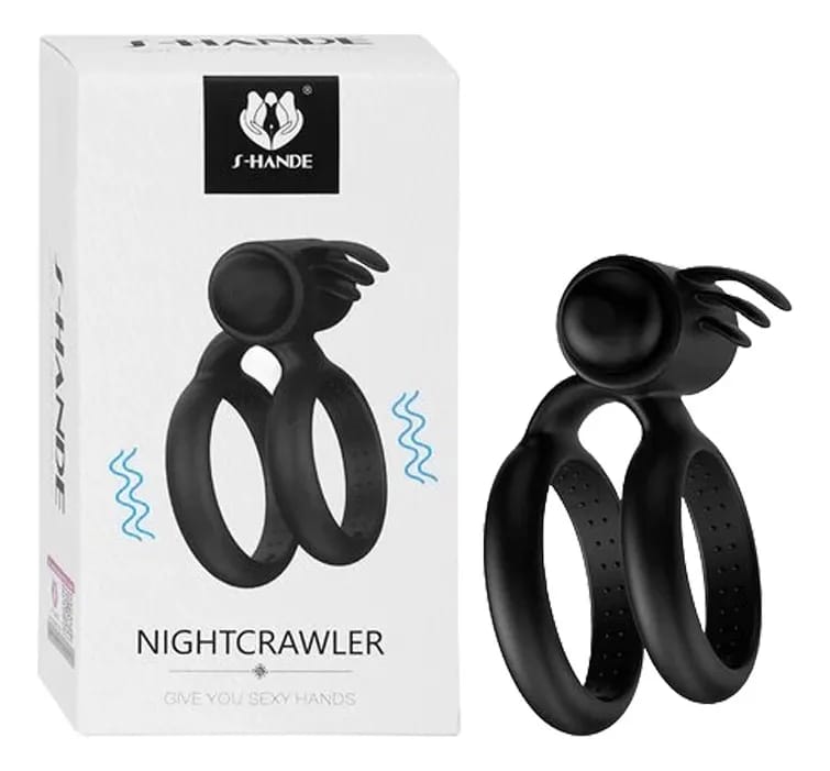 Anillo vibrador doble con bala estimuladora Nightcrawler – recargable y resistente al agua
