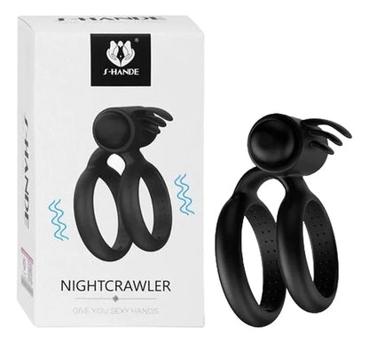 Anillo vibrador doble con bala estimuladora Nightcrawler – recargable y resistente al agua