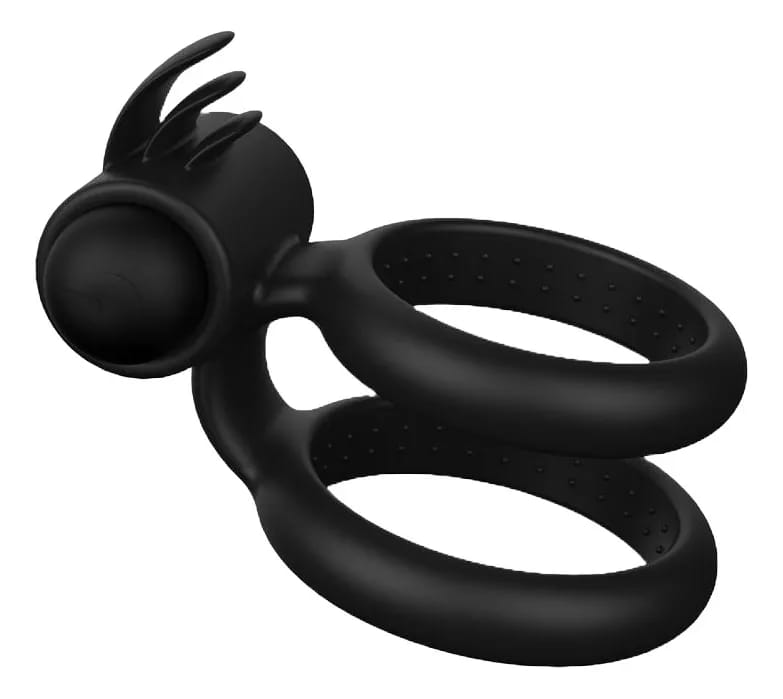 Anillo vibrador doble con bala estimuladora Nightcrawler – recargable y resistente al agua