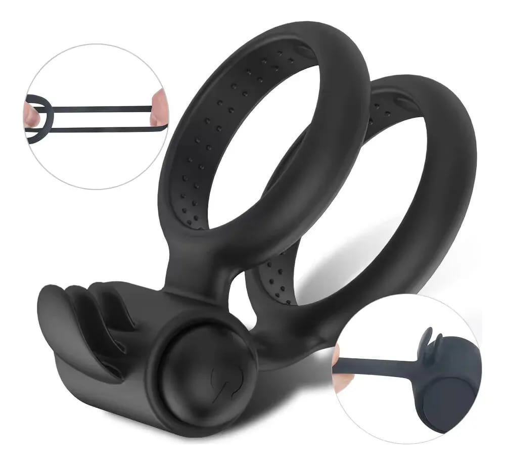 Anillo vibrador doble con bala estimuladora Nightcrawler – recargable y resistente al agua