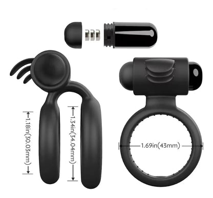 Anillo vibrador doble con bala estimuladora Nightcrawler – recargable y resistente al agua