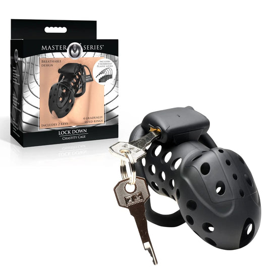Master Series – Lock Down Chastity Cage | Jaula de Castidad Masculina