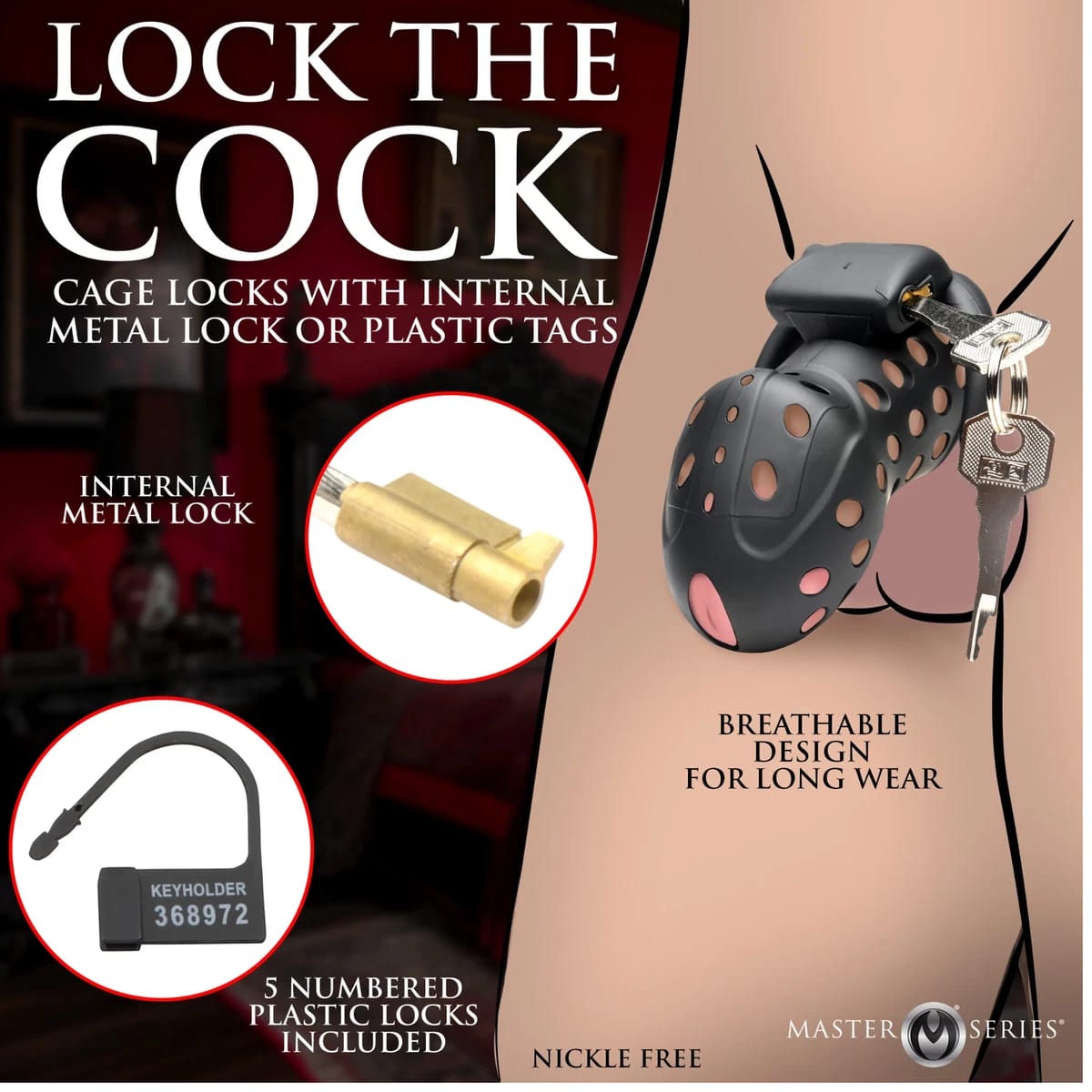 Master Series – Lock Down Chastity Cage | Jaula de Castidad Masculina