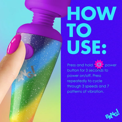Microfono vibrador masajeador recargable rainbow mini wand bang!