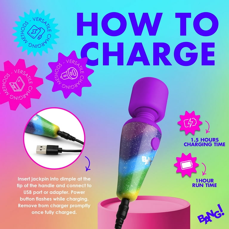 Microfono vibrador masajeador recargable rainbow mini wand bang!