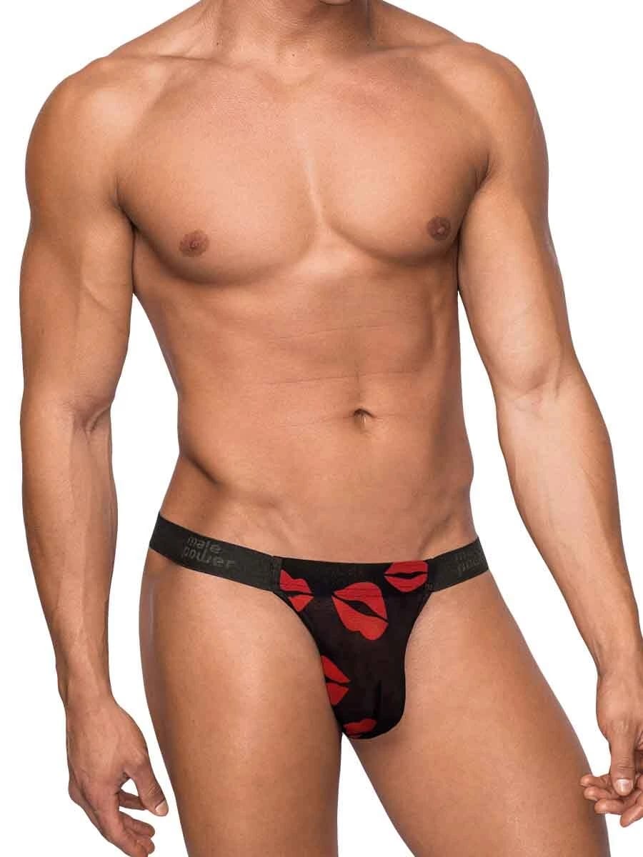 Male Power – Tanga Masculina "Kiss Me" | Estampado de Labios Rojos