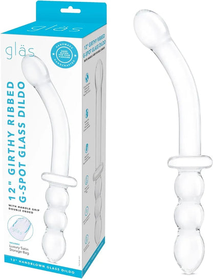 Gläs 12” doble extremo de vidrio con estimulador curvo y cuencas
