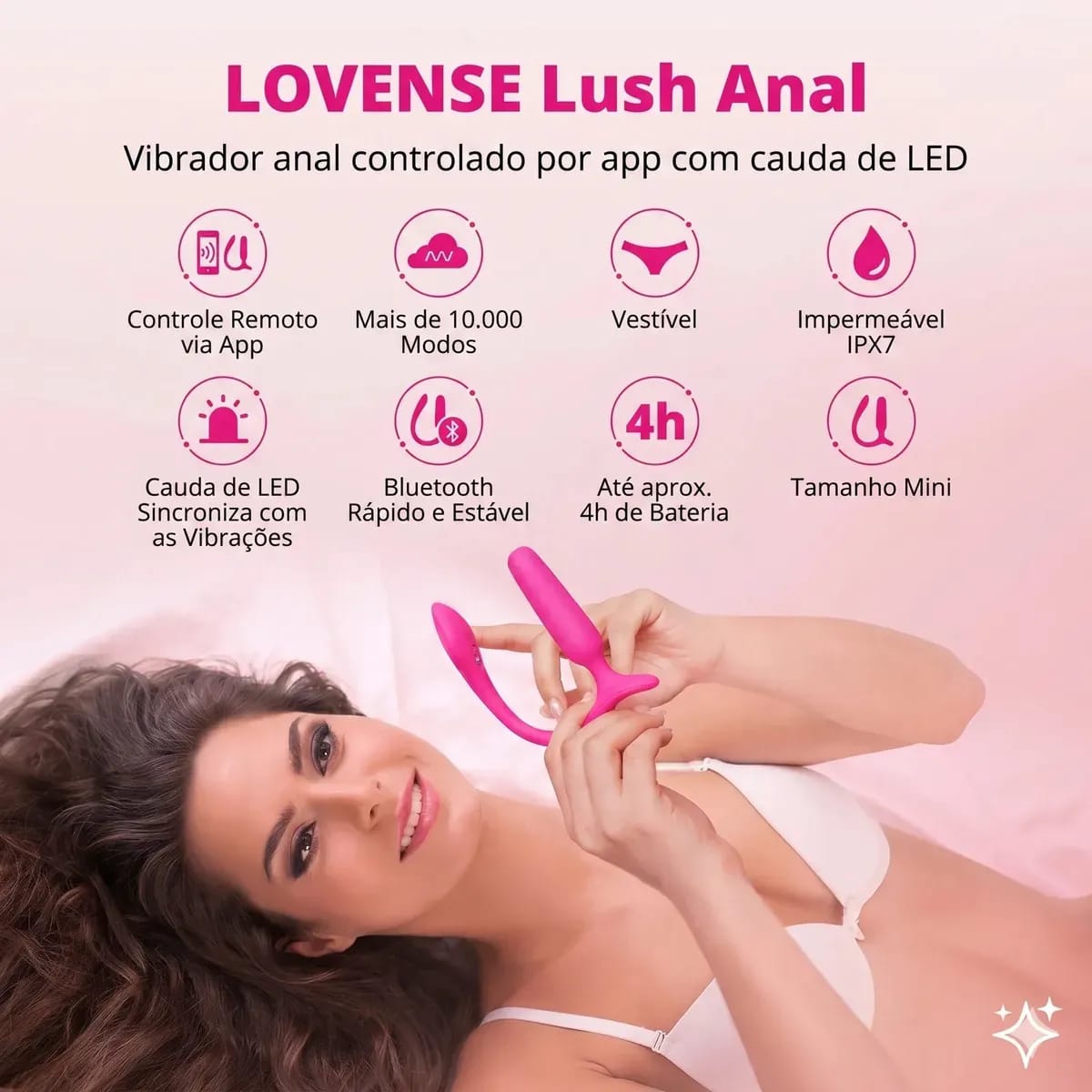 Lovense Lush Anal – vibrador anal inteligente con App, Bluetooth y LED