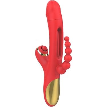Vibrador Femenino 3 en 1 Triple Estimulación con Perlas Anales