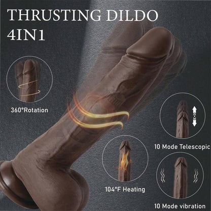 DILDO VIBRADOR 4 EN 1 TELESCÓPICO NEGRO – POTENCIA TOTAL 🍆🔥