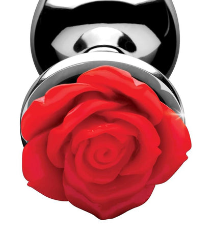PLUG METÁLICO CON ROSA ROJA – ELEGANCIA Y PLACER
