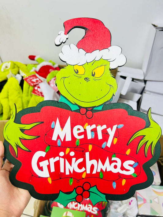 🎄 LETRERO DEL GRINCH – DECORACIÓN NAVIDEÑA EN MADERA
