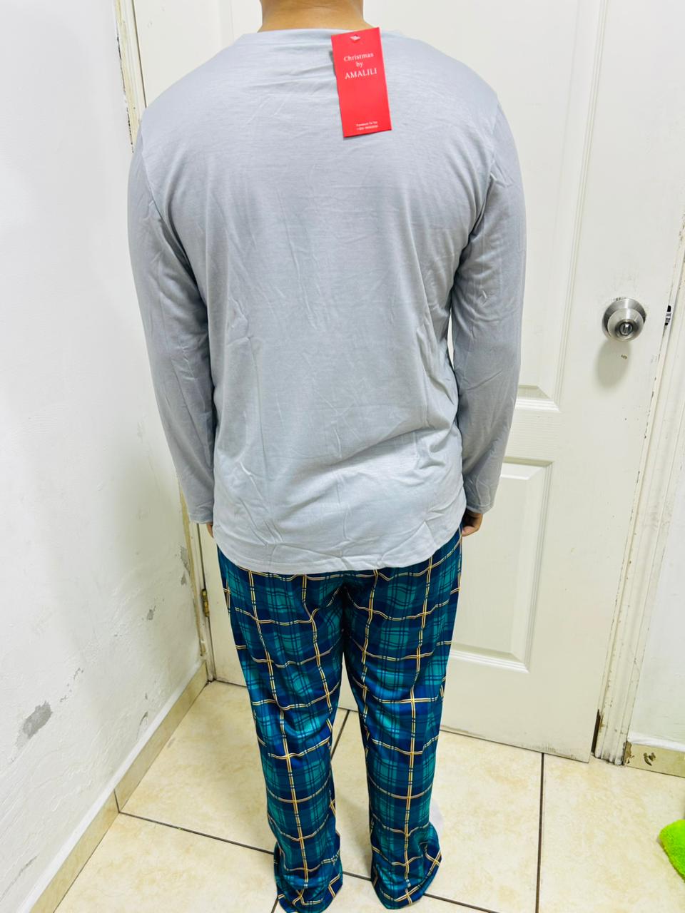 🦌 PIJAMA NAVIDEÑA RENO AZUL ADULTO– FAMILIAR