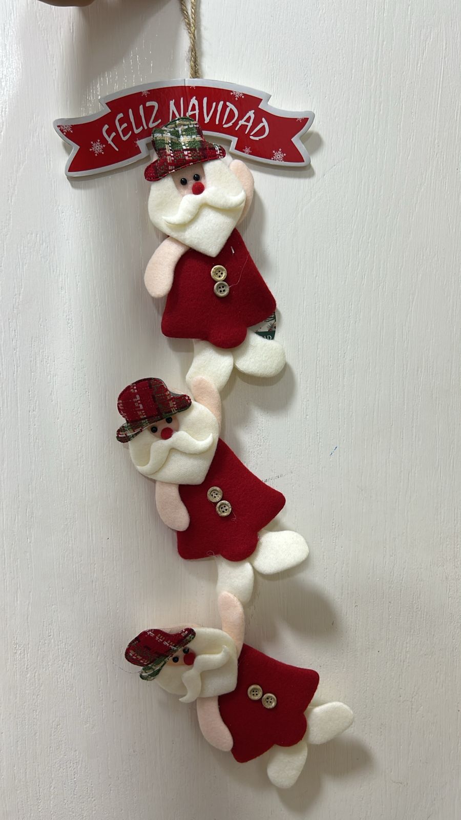 ADORNO COLGANTE FELIZ NAVIDAD CON RENO O SANTA – DECORACIÓN NAVIDEÑA SUAVE
