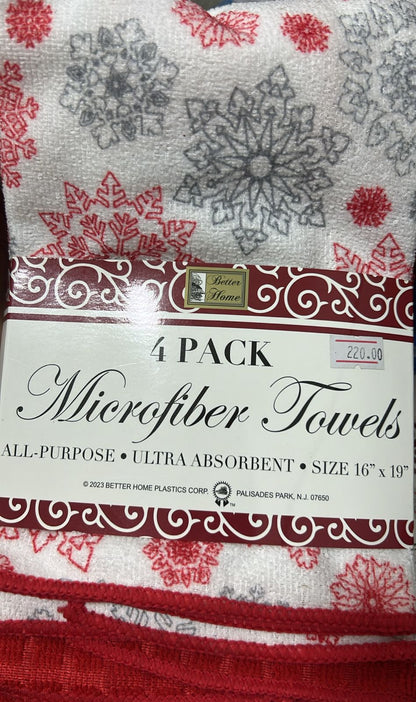 PAQUETE DE 4 TOALLAS DE MICROFIBRA NAVIDEÑAS – BETTER HOME
