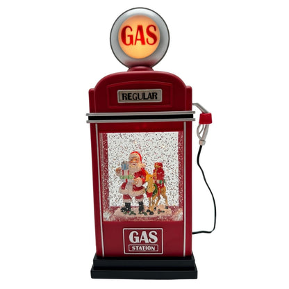 ⛽🎅 LÁMPARA NAVIDEÑA GAS STATION CON NIEVE Y LUZ – DECORACIÓN PREMIUM
