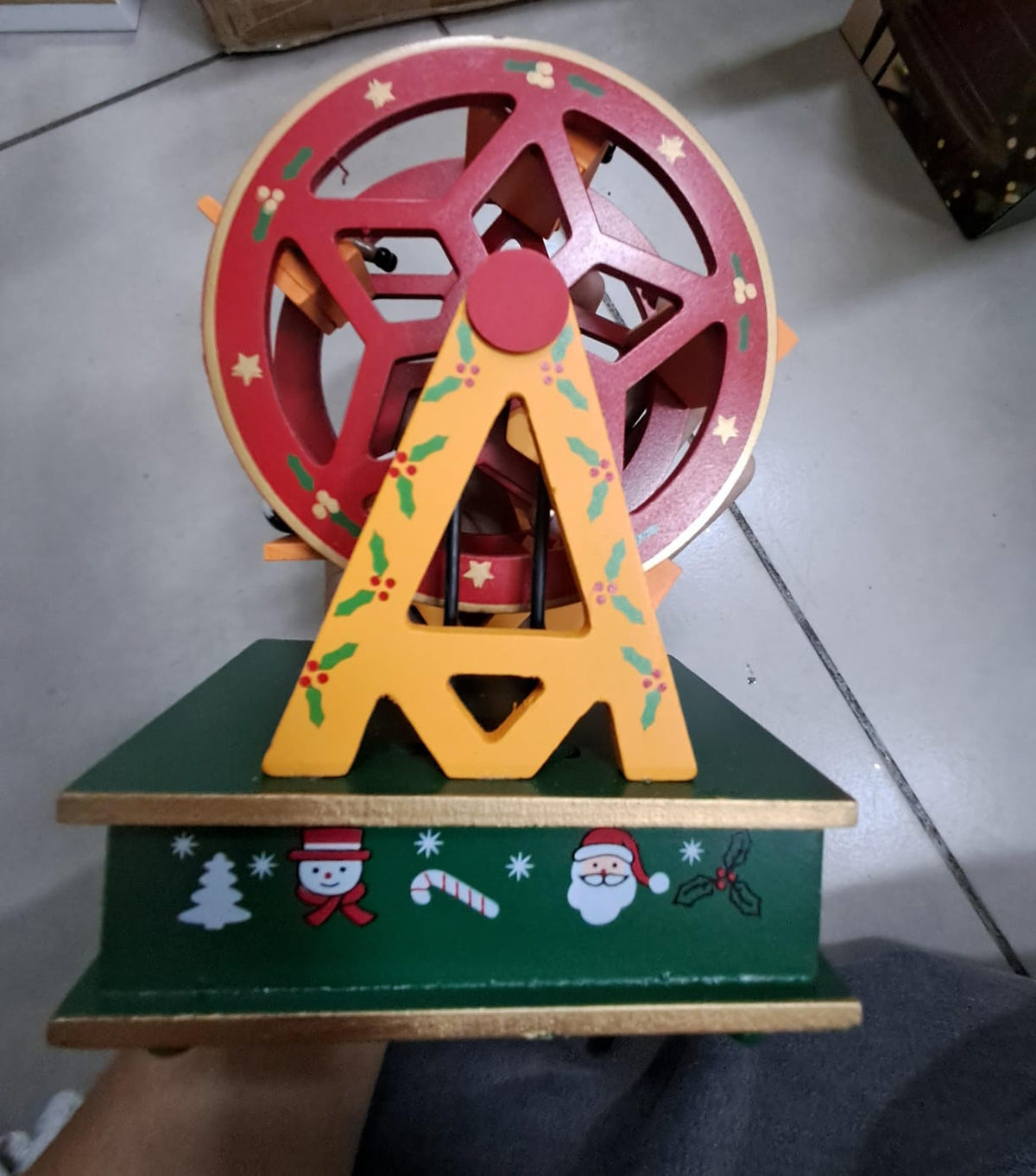 🎡🎄 RUEDA DE LA FORTUNA NAVIDEÑA DE MADERA – DECORACIÓN CLÁSICA ARTESANAL
