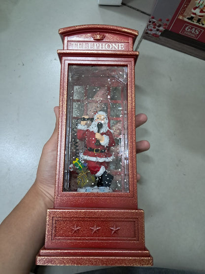 📞🎅 LÁMPARA NAVIDEÑA CABINA TELEFÓNICA CON NIEVE Y SANTA – DECORACIÓN PREMIUM