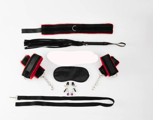 SET BONDAGE NEGRO Y ROJO