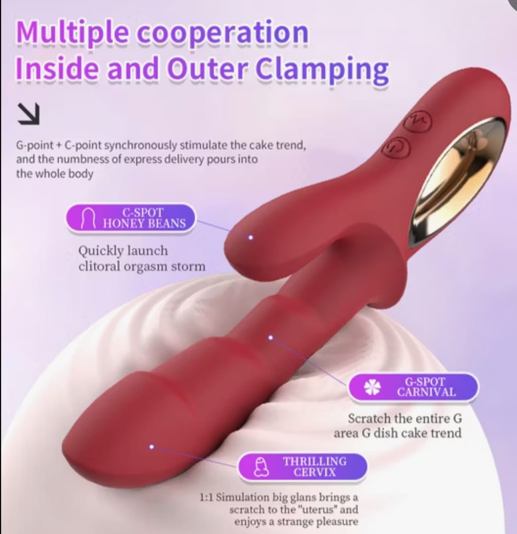 VIBRADOR LA DOMINADORA DOBLE ESTIMULACIÓN PUNTO G Y CLÍTORIS CON SISTEMA DE SUCCIÓN Y 10 MODOS RECARGABLE USB