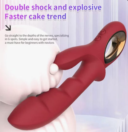 VIBRADOR LA DOMINADORA DOBLE ESTIMULACIÓN PUNTO G Y CLÍTORIS CON SISTEMA DE SUCCIÓN Y 10 MODOS RECARGABLE USB