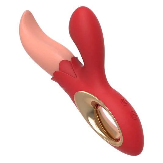 VIBRADOR DOBLE ESTIMULACIÓN CON LENGUA MÁGICA Y 10 MODOS DE VIBRACIÓN RECARGABLE USB