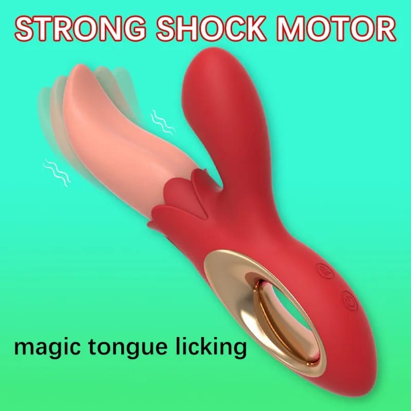 VIBRADOR DOBLE ESTIMULACIÓN CON LENGUA MÁGICA Y 10 MODOS DE VIBRACIÓN RECARGABLE USB