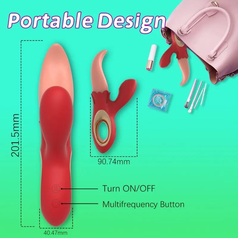 VIBRADOR DOBLE ESTIMULACIÓN CON LENGUA MÁGICA Y 10 MODOS DE VIBRACIÓN RECARGABLE USB