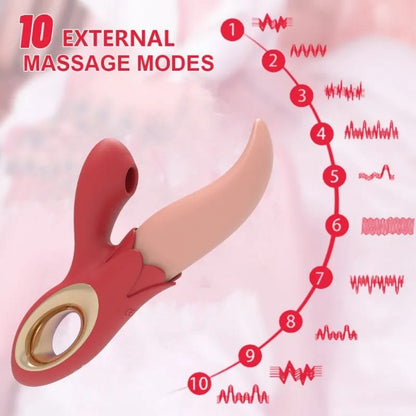 VIBRADOR DOBLE ESTIMULACIÓN CON LENGUA MÁGICA Y 10 MODOS DE VIBRACIÓN RECARGABLE USB