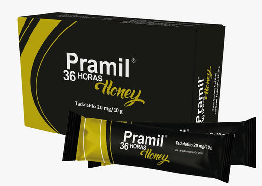 PRAMIL SOBRE 36 HORAS HONEY CON TADALAFILO 20 MG UNIDAD – POTENCIADOR MASCULINO DE LARGA DURACIÓN