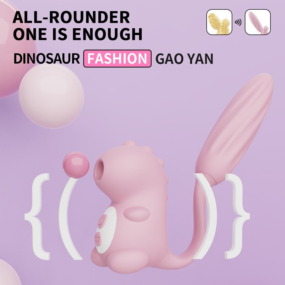 Vibrador succionador doble estimulación punto G y clítoris tipo dinosaurio recargable