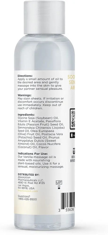 Aceite de masaje relajante con aroma a vainilla 118 ml Y lavender – hidratante y sensorial Promescent
