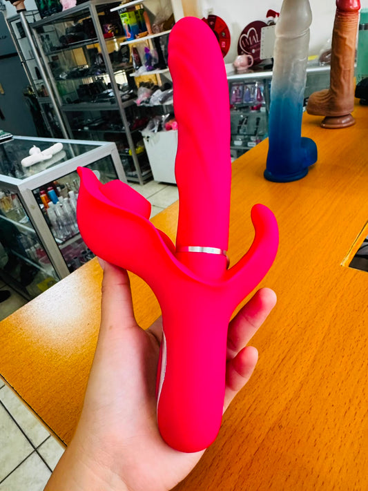 Conejo Telescópico 3X – Vibrador de Empuje Recargable con Triple Estimulación