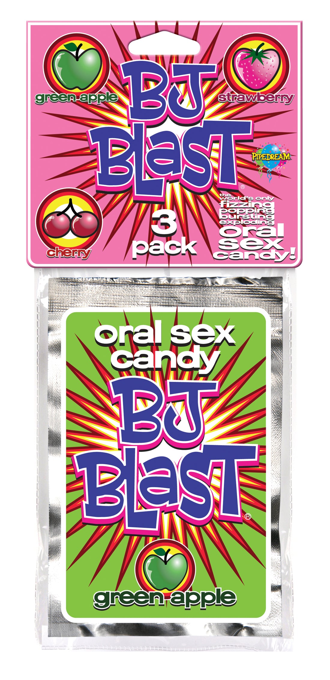 BJ Blast Pipedream 3 Pack – Dulces Saborizados para Sexo Oral 🍏🍓🍒