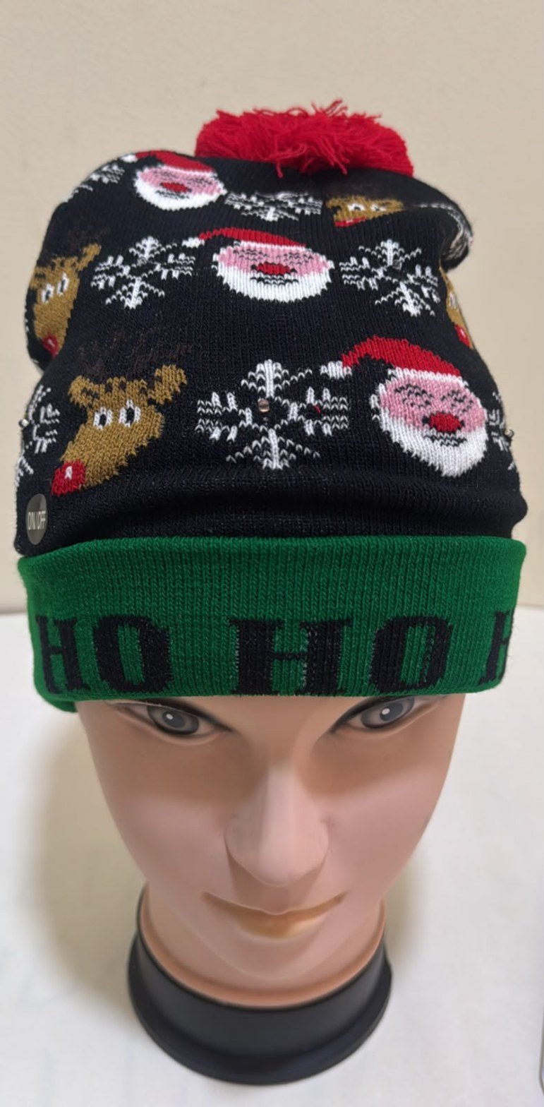 🎅 GORRO NAVIDEÑO TEJIDO CON LUZ LED – ESTILOS SANTA Y SANTA-RENO