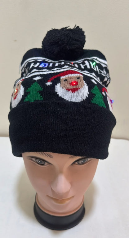 🎅 GORRO NAVIDEÑO TEJIDO CON LUZ LED – ESTILOS SANTA Y SANTA-RENO