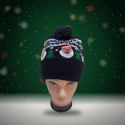 🎅 GORRO NAVIDEÑO TEJIDO CON LUZ LED – ESTILOS SANTA Y SANTA-RENO