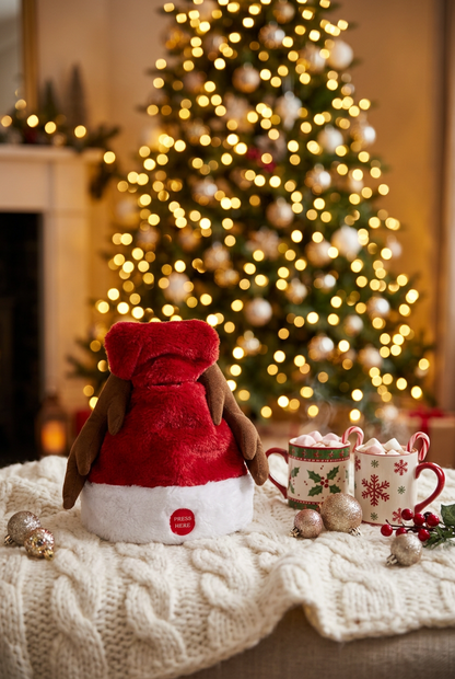 🦌 GORRO NAVIDEÑO ESTILO RENO CON MOVIMIENTO