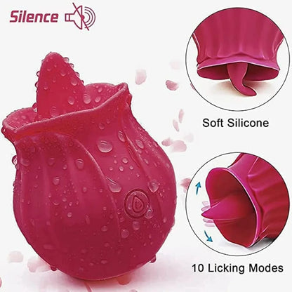 Succionador Clitorial Rosa Blossom™ con Lengüita Vibradora y Carga Magnética USB