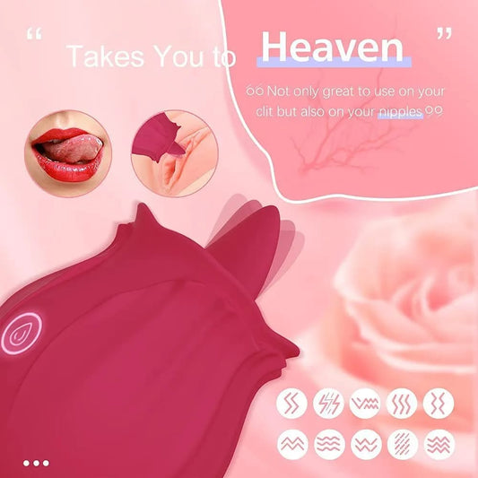 Succionador Clitorial Rosa Blossom™ con Lengüita Vibradora y Carga Magnética USB