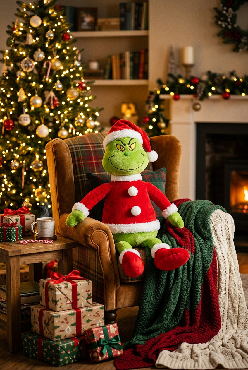 💚 PELUCHE PEQUEÑO DEL GRINCH VESTIDO DE SANTA