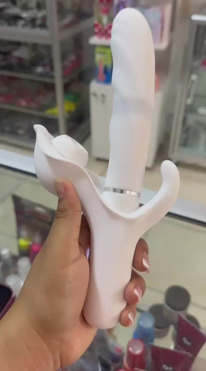 Conejo Telescópico 3X – Vibrador de Empuje Recargable con Triple Estimulación