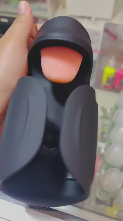 Masturbador Masculino Automático Recargable con Lengüeta Vibratoria 3 en 1